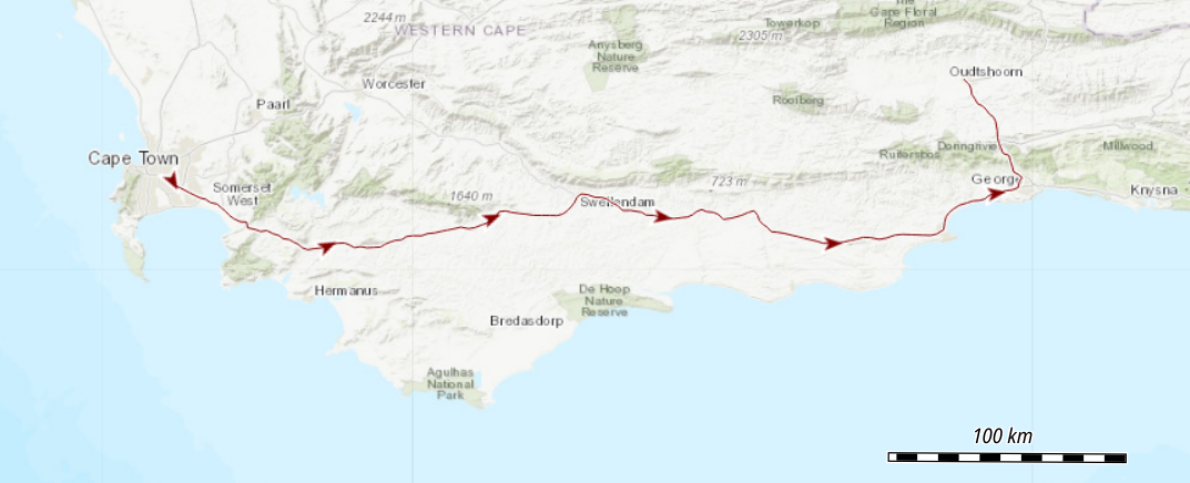 Karte - nach Oudtshoorn