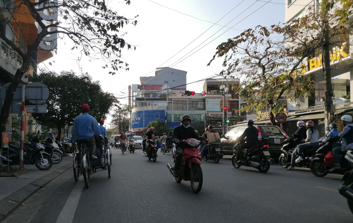 Rikscha mitten im Verkehr